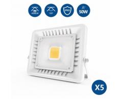 Anten - 5Pz 50W Faro LED Esterni, Ultraslim Faretto a LED Esterno, IP65 Impermeabile Lampada LED,