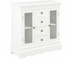 Credenza Bianca 70x28x70 cm in Legno Massello di Pino
