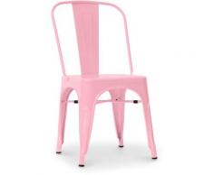 Sedia stile Tolix sedile quadrato - Nuova Edizione - Metallo Rosa