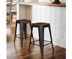 Sgabello alto,seggiolone con seduta,un set di 2 pcs,nero,76,5 * 42,5 * 42,5 cm