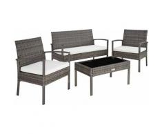 Set in rattan Sparta 3+1 - set giardino rattan, set da giardino in rattan, rattan sintetico - grigio