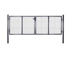 Cancello per Giardino Rete in Acciaio Zincato 289x125 cm Grigio