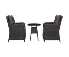 Sedie da Giardino 2 pz con Tavolino da T¨¨ in Polyrattan Nero