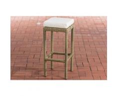 Sgabello polyrattan Alia con imbottitura Tondo/natura Bianco crema