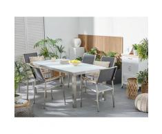 Set tavolo e sedie da giardino - In vetro temperato bianco e fibra tessile grigia - tavolo 180 con