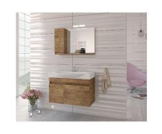Set Mobili Senso - con Base, Lavabo, Specchio, Pensile, Ante, Luci, Lampade - da Bagno - Legno,
