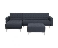 Divano letto angolare con ottomano in tessuto grigio scuro destro ABERDEEN