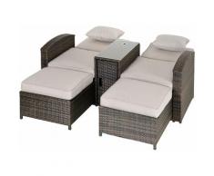 Outsunny Set 2 Sedie Sdraio da Giardino Reclinabili con Tavolino in Rattan