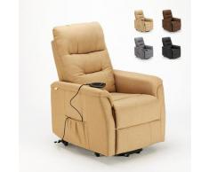 Le Roi Du Relax - Poltrona relax elettrica reclinabile con alzapersona e ruote in Tessuto Marie per