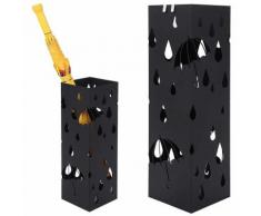 Portaombrelli in Ferro Design BAKAJI1B Quadrato Stand Nero Vaschetta Salvagoccia