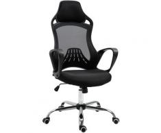 Vinsetto Sedia da Ufficio Ergonomica in Tessuto a Rete Traspirante con Ampi Braccioli Nero