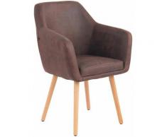Sedia pranzo UTRECHT in similpelle vintage Marrone scuro Natura (rovere)