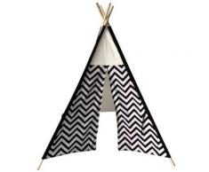 Rebecca Mobili Tenda Indiano Da Gioco Nero Bianco Cotone Legno 145x120x120