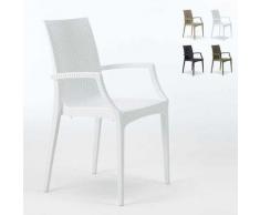 20 Sedie poltrone braccioli per bar giardino Poly rattan Bistrot Arm Bianco - Grand Soleil