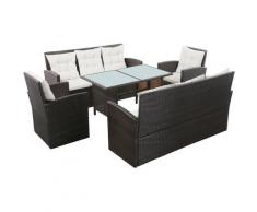 YOUTHUP Set Divani da Giardino 5 pz con Cuscini in Polyrattan Marrone - Marrone