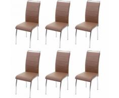 Set 6x sedie sala da pranzo design moderno HWC-F30 ecopelle marrone