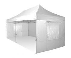 Gazebo pieghevole 3x6 bianco Exa 55mm alluminio con finestre PVC 350g