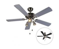 QAZQA Ventilatori da soffitto mistral - Moderno - Legno,Acciaio - Nero/Grigio - Tondo Max. 3 x Watt