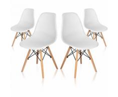 X4 Sedia design con struttura in legno resina Luka Bianca