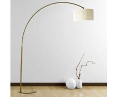 Piantana lm-6985 e27 led grande dimmerabile arco classica metallo tessuto plissettato lampada terra