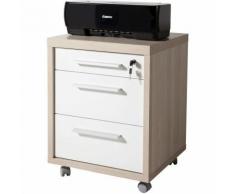 COMPOSAD Cassettiera legno ruote ufficio chiave frassino laccato bianco CT7073 L47h62p45