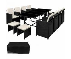 Tectake - Set da giardino in rattan Palma, 8+4+1 - arredo giardino, mobili da giardino, set da