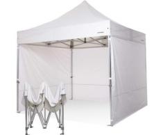 Gazebo pieghevole 3x3 bianco Exa 55mm alluminio con laterali. PVC 350g