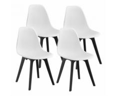 Sedie per Sala da Pranzo Design 83 x 54 x 48 cm Set di 4 Pezzi Plastica Bianco/Nero