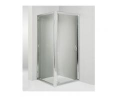 Box doccia angolare anta fissa porta battente 70x95 cm trasparente