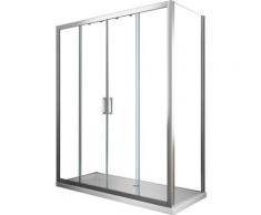 Box doccia 6 mm H 190 parete fissa e porta a 4 ante con apertura centrale MISURA 65-67,5 ANTA FISSA
