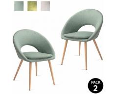 Pack di 2 sedie da pranzo con braccioli, salotto, ufficio o cucina, stile elegante, verde pistacchio