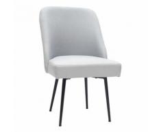 Sedia design in tessuto grigio chiaro e piedi in metallo nero LOV