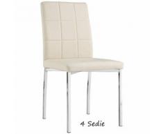4 Sedie Beige Ecopelle Imbottita Metallo Design Moderna da Sala da Pranzo Cucina