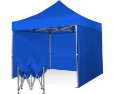 Gazebo pieghevole 3x3 blu Exa 55mm alluminio con laterali. PVC 350g