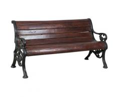 Panchina da Giardino in Ghisa e Legno massiccio Panca Esterno con Schienale