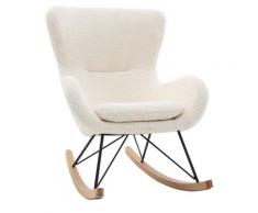 Miliboo - Sedia a dondolo design tessuto bianco effetto pelle di pecora ESKUA