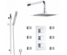 Kit Doccia Completo con Miscelatore Termostatico Incasso a Tre Vie con Deviatore