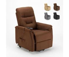 Le Roi Du Relax - Poltrona relax elettrica reclinabile con alzapersona e ruote in Tessuto Marie per