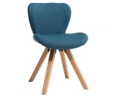 Miliboo - Sedia scandinava tessuto blu gambe legno chiaro ANYA