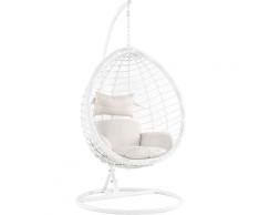 Poltrona sospesa in rattan bianco con piedistallo FANO