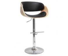 Sgabello da bar design nero e legno chiaro BENT