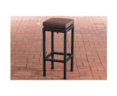 Sgabello polyrattan Alia con imbottitura Tondo/nero Marrone terra