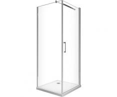 Box Doccia Battente e Parete Fissa Laterale Vetro Temperato 8 mm Easy-clean Reversibile PORTA 87-89