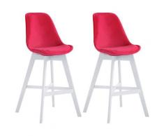 CLP - Set 2 Sgabelli Cucina Cannes In Velluto E Legno Rosso Bianco