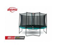 SOLO TRAMPOLINO Tappeto elastico da giardino rotondo 430cm – verde. Rete con ingresso a chiusura