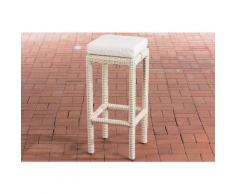Sgabello polyrattan Alia con imbottitura Tondo/bianco perla Bianco crema