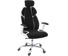 Poltrona sedia da ufficio ergonomica girevole HWC-F12 tessuto ecopelle ~ nero bianco