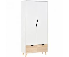 Armadio Guardaroba 80x40x180 Cm 2 Ante E 2 Cassetti Benzoni Bianco
