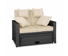 Komfortzone Divano Lounge in Rattan Sintetico Due Posti Tavolo Pieghevole