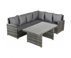 Salotto da Giardino con 2 Divani e Tavolo in PE Rattan Grigio - Outsunny